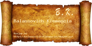 Balassovich Klemencia névjegykártya